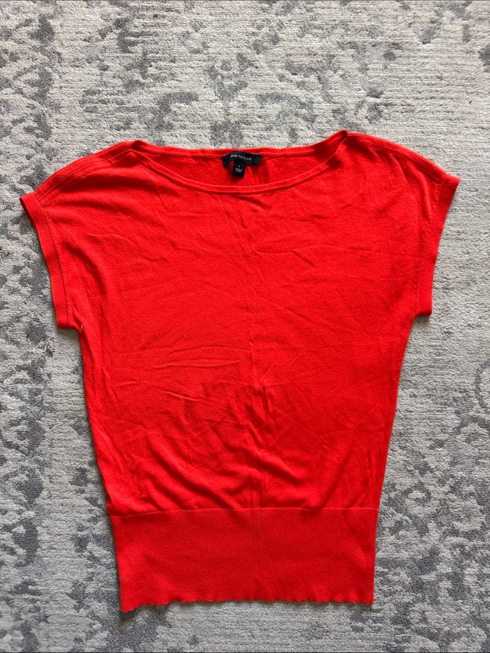 Ann Taylor Bright Red/orange Short Sleeve Knit Top